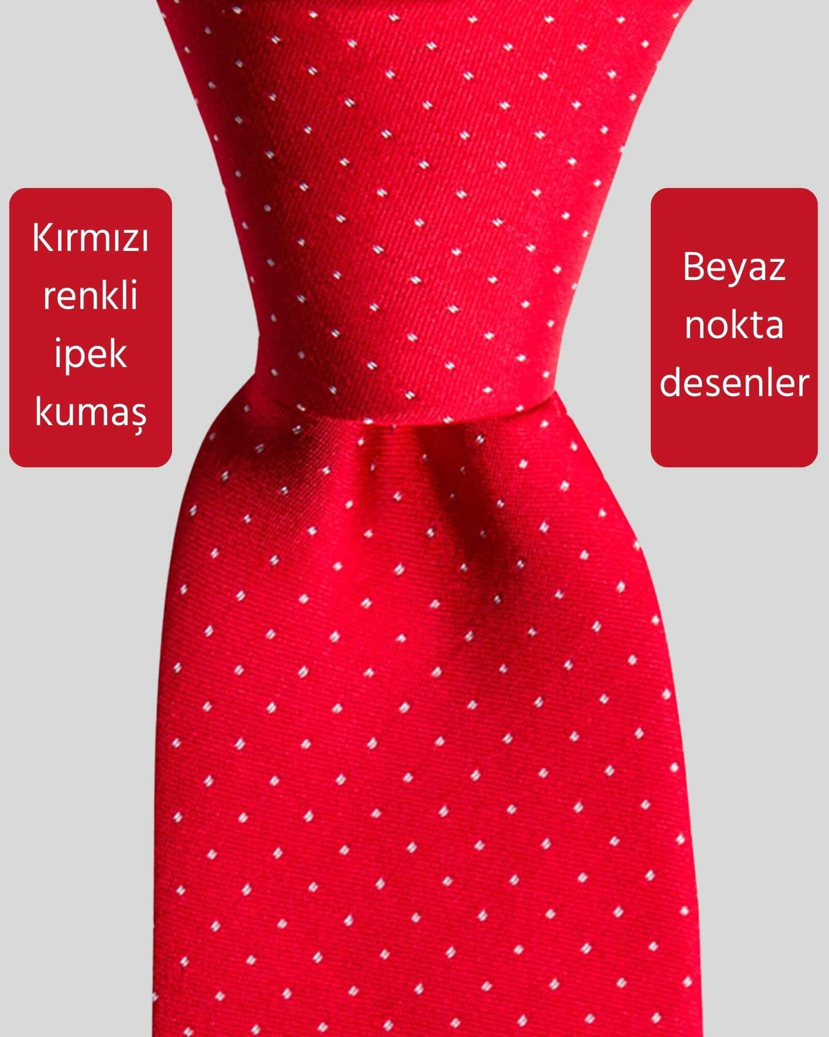 Kumovo kırmızı beyaz ipek düğün kravatı