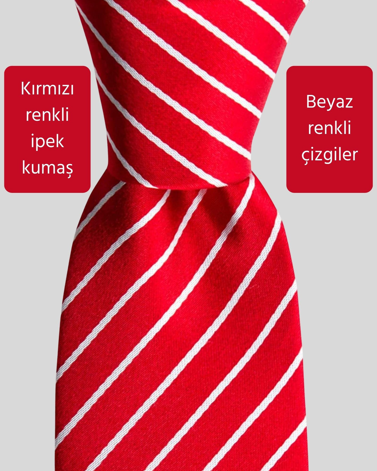 Kumovo kırmızı beyaz ipek kravat