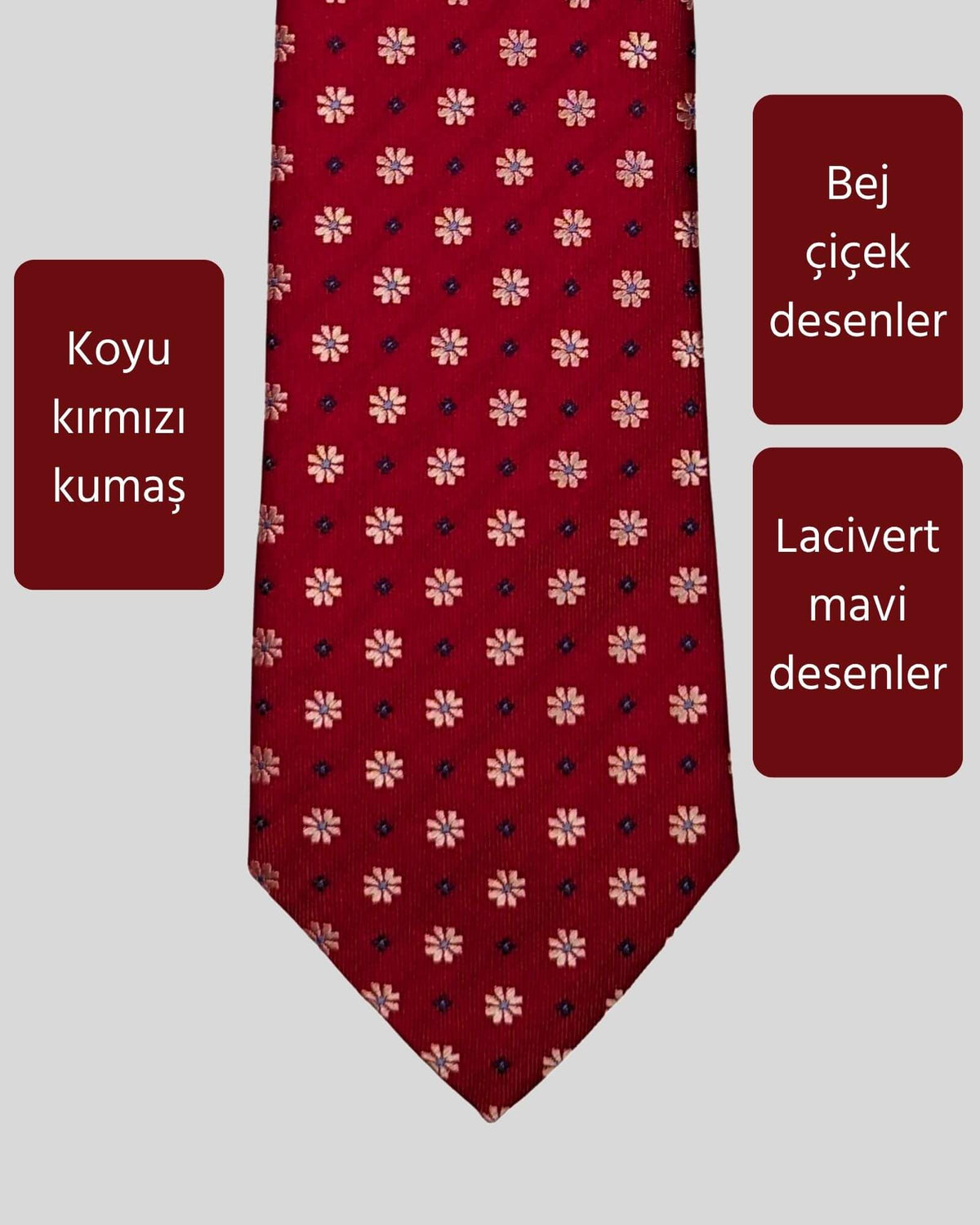 Kumovo çiçek desenli kırmızı doktor kravatı