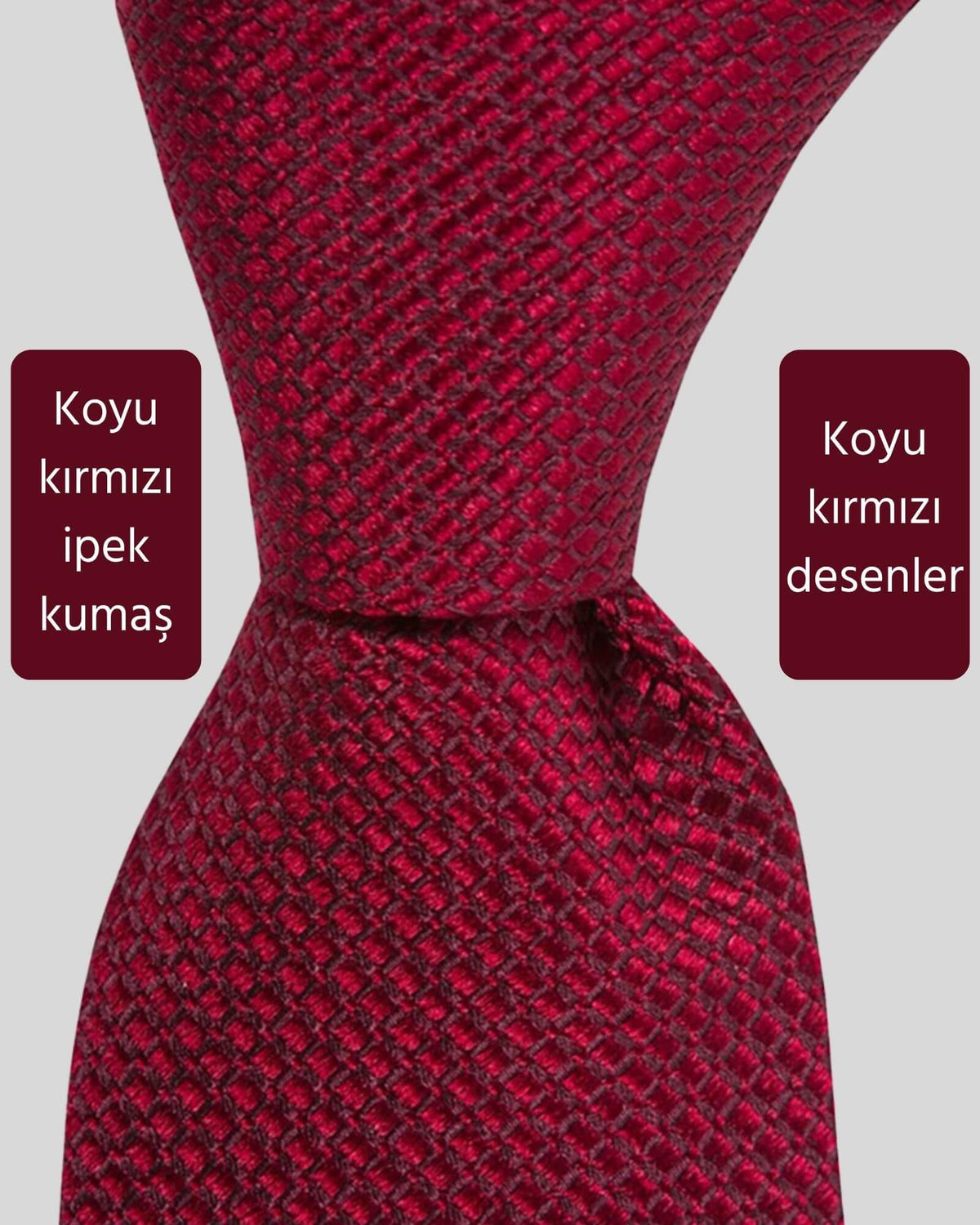 Kumovo koyu kırmızı lüks ipek avukat kravatı