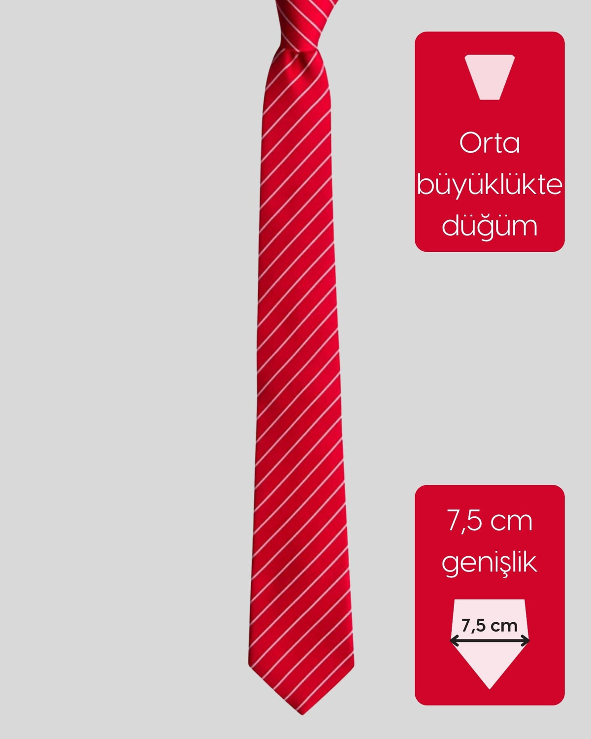 Kumovo kırmızı beyaz ipek erkek kravat