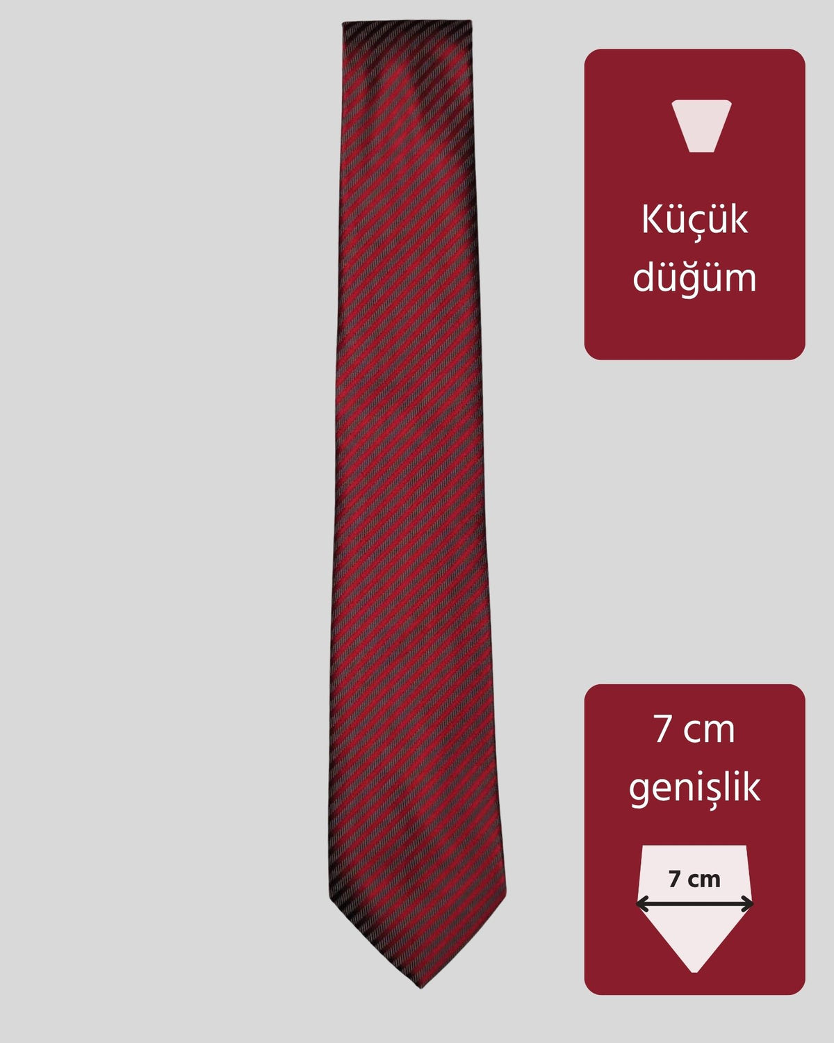 Kumovo gri kırmızı çizgili slim kravat