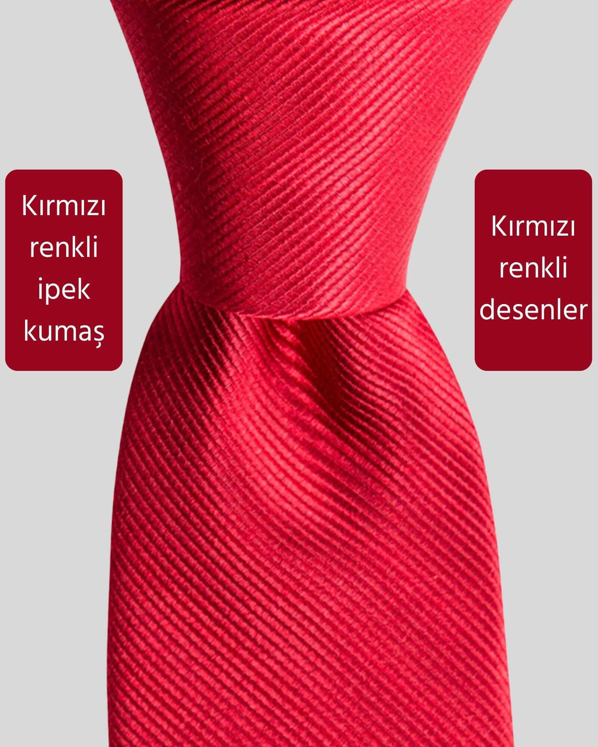 Kumovo düz kırmızı ipek düğün kravatı