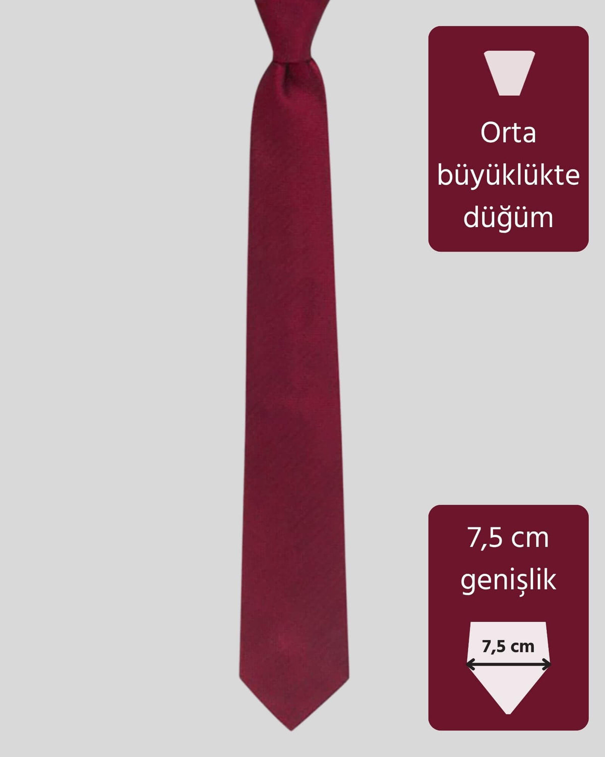 Kumovo koyu kırmızı ipek savcı kravatı