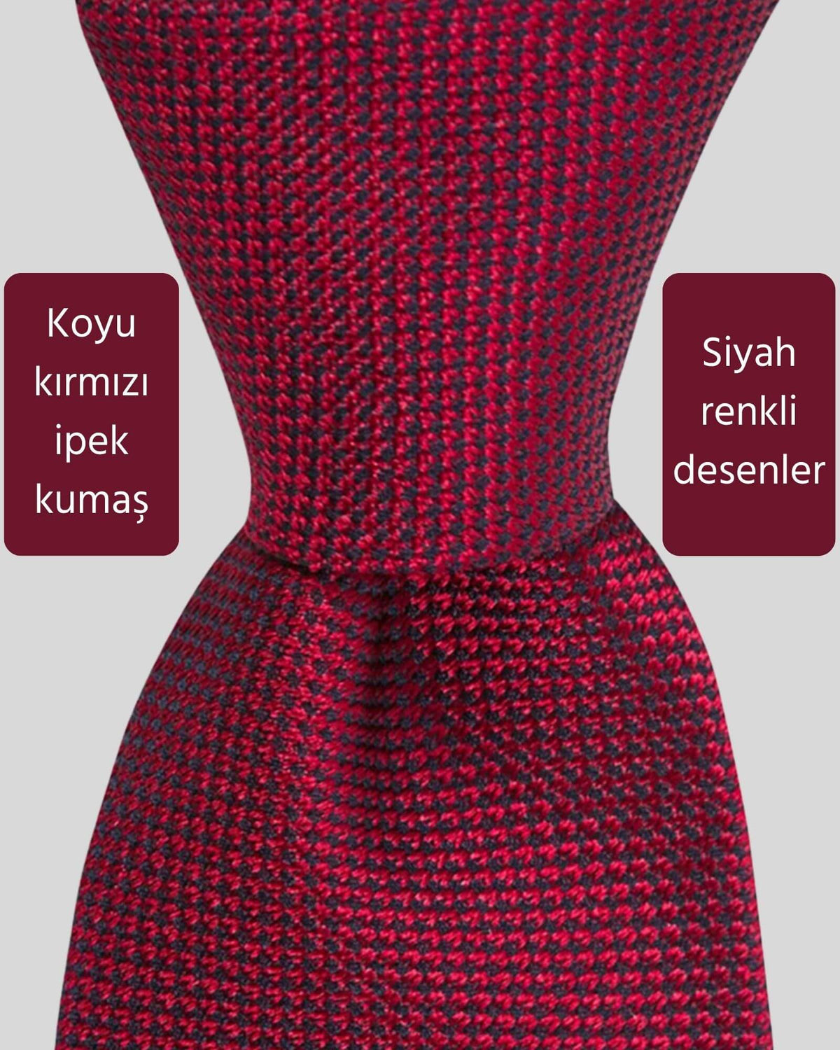 Kumovo koyu kırmızı ipek avukat kravatı