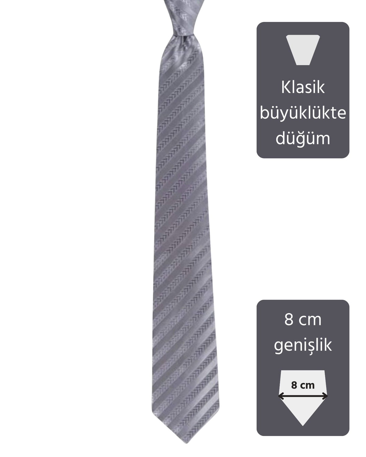 Kumovo gümüş rengi ipek davet kravatı