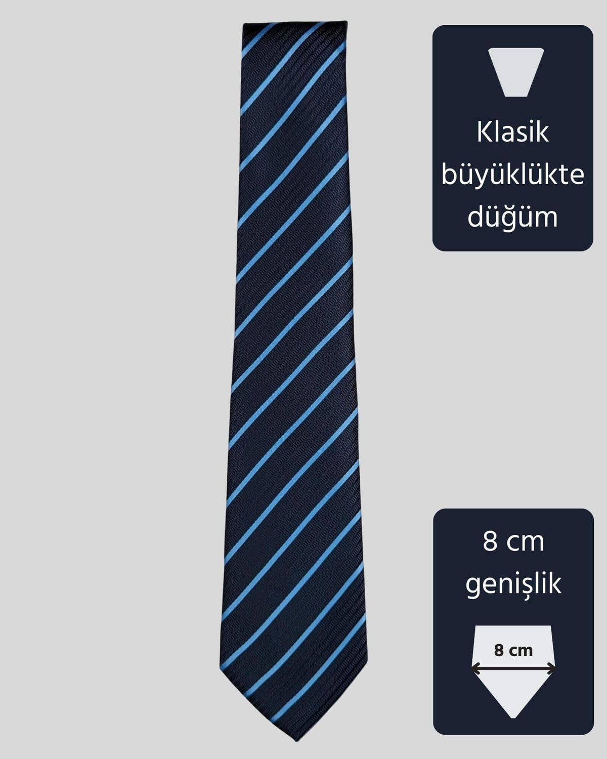 Kumovo mavi çizgili lacivert adliye kravatı