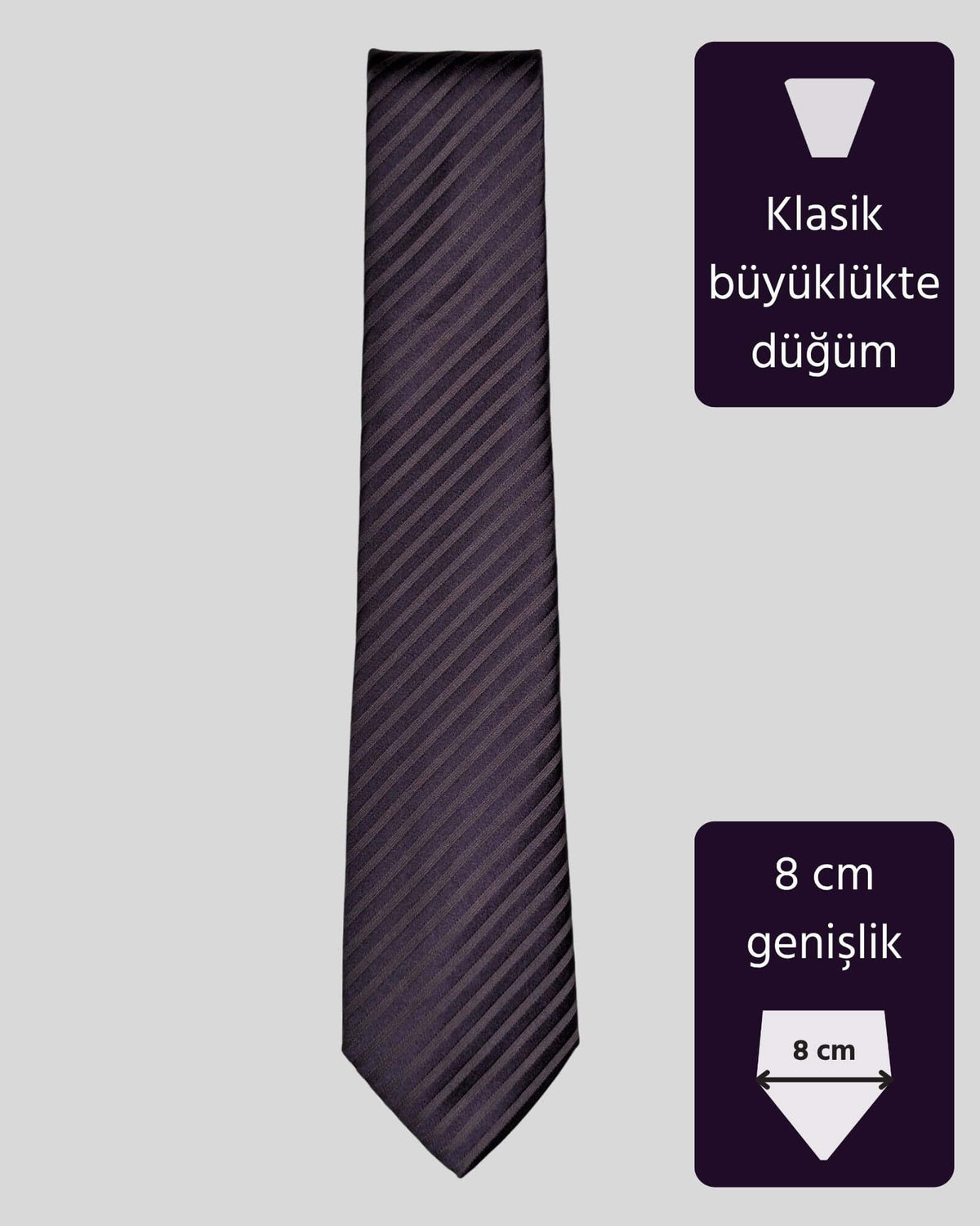 Kumovo mor çizgili klasik avukat kravatı