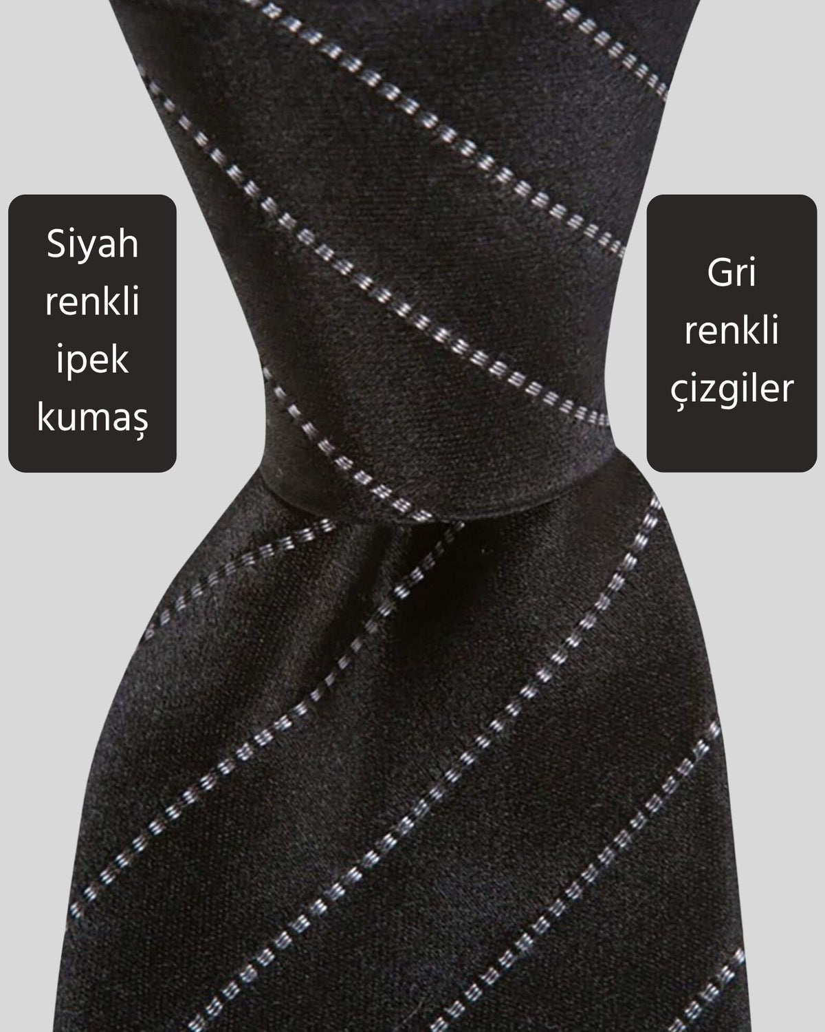 Kumovo siyah saten ipek avukat kravatı