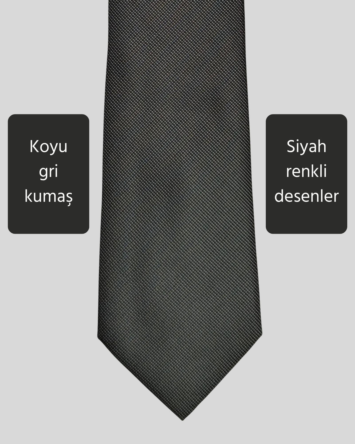Kumovo ince gri avukat kravatı
