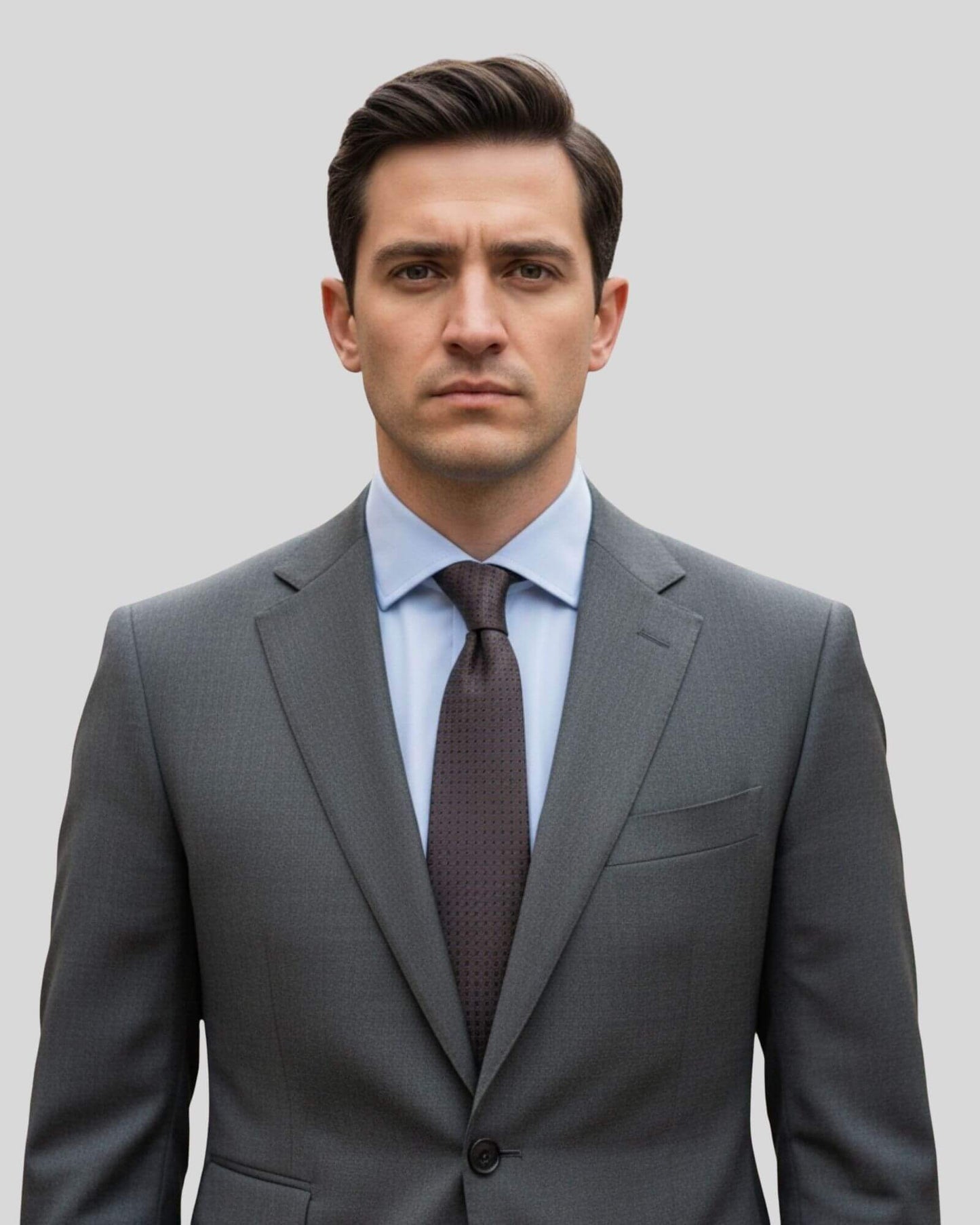 Siyah Nokta Desenli Koyu Kahverengi İpek Kravat - 8 cm genişlik