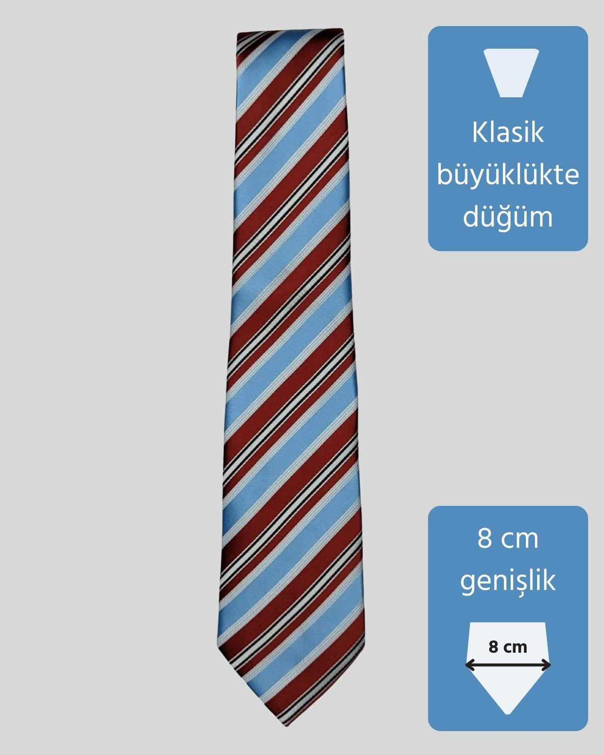 Kumovo kırmızı çizgili mavi nişan kravatı