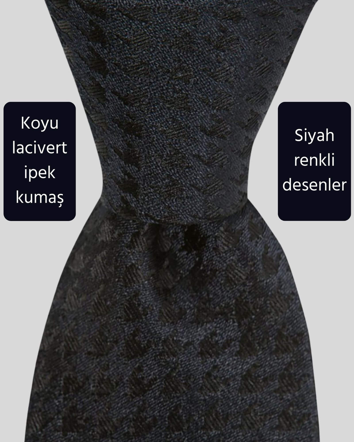Kumovo koyu lacivert ipek avukat kravatı