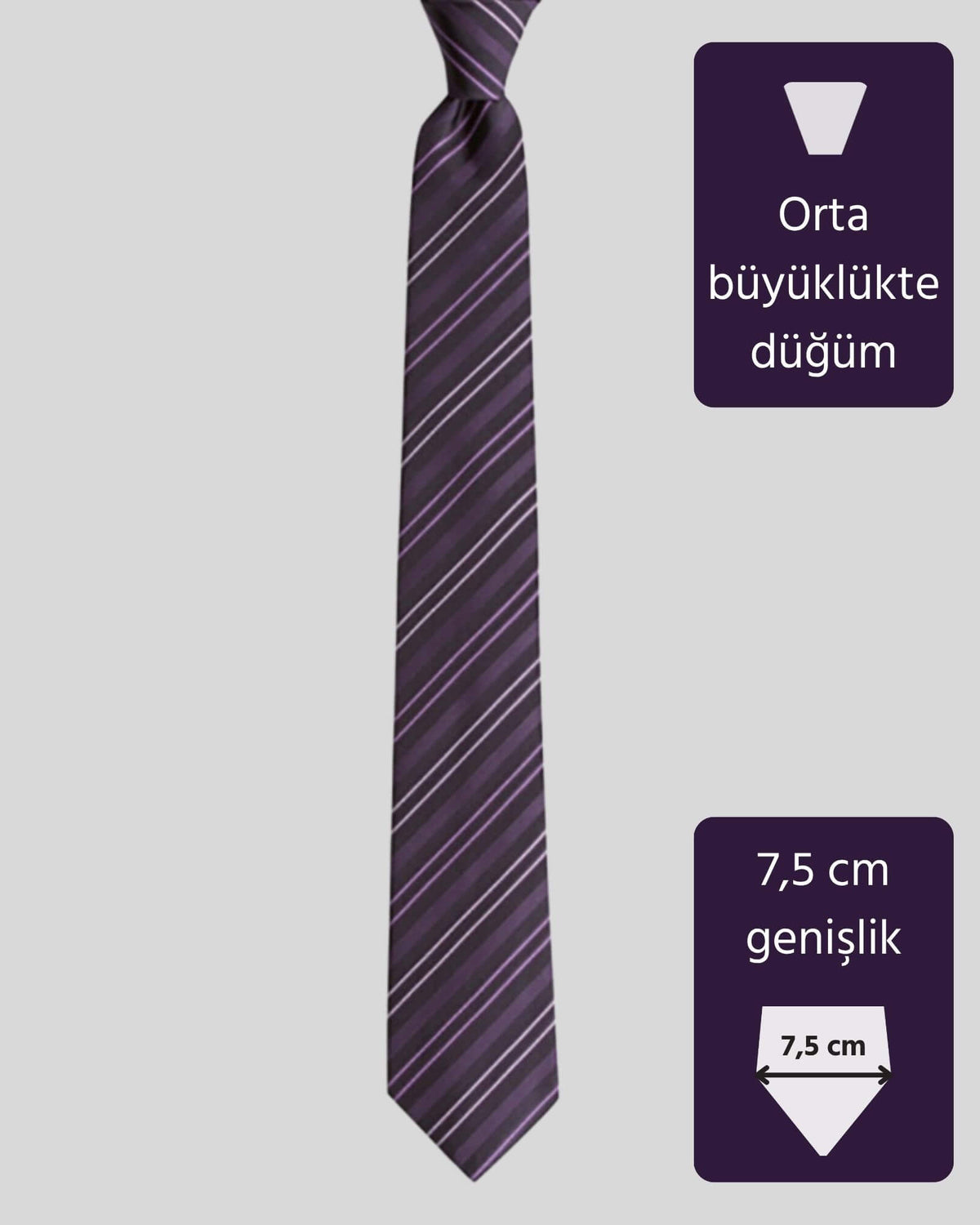 Kumovo mor çizgili siyah ipek avukat kravatı