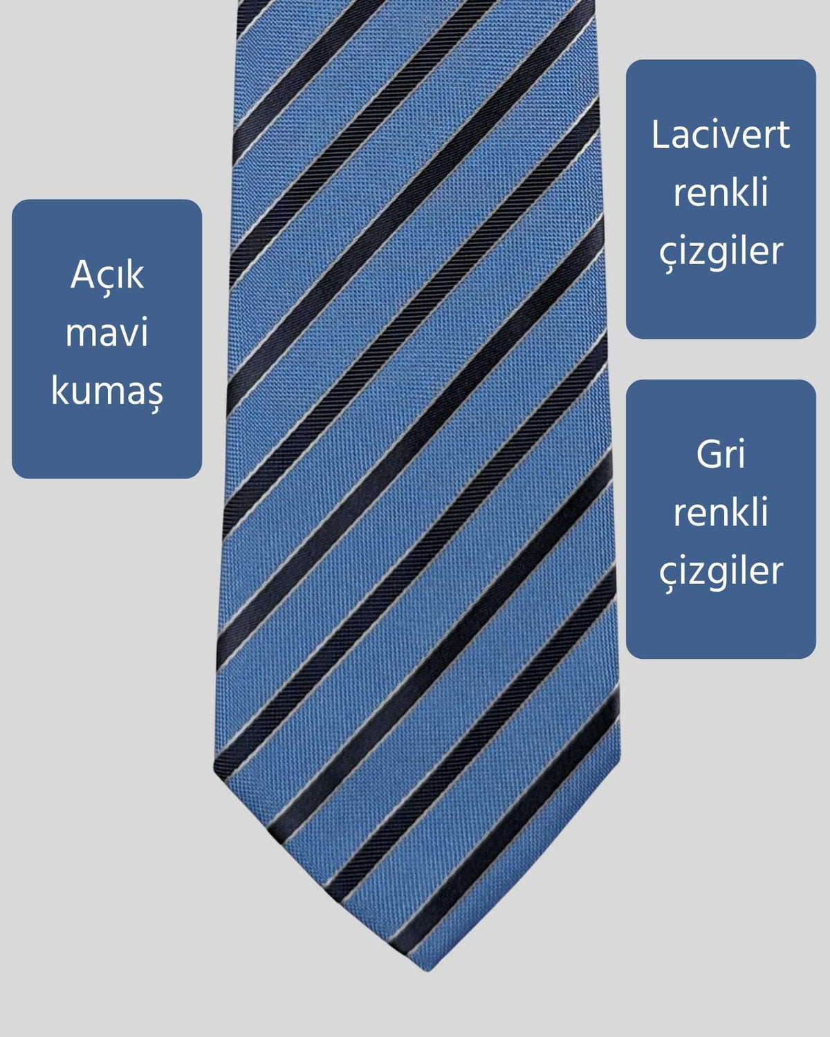 Kumovo mavi klasik bürokrat kravatı