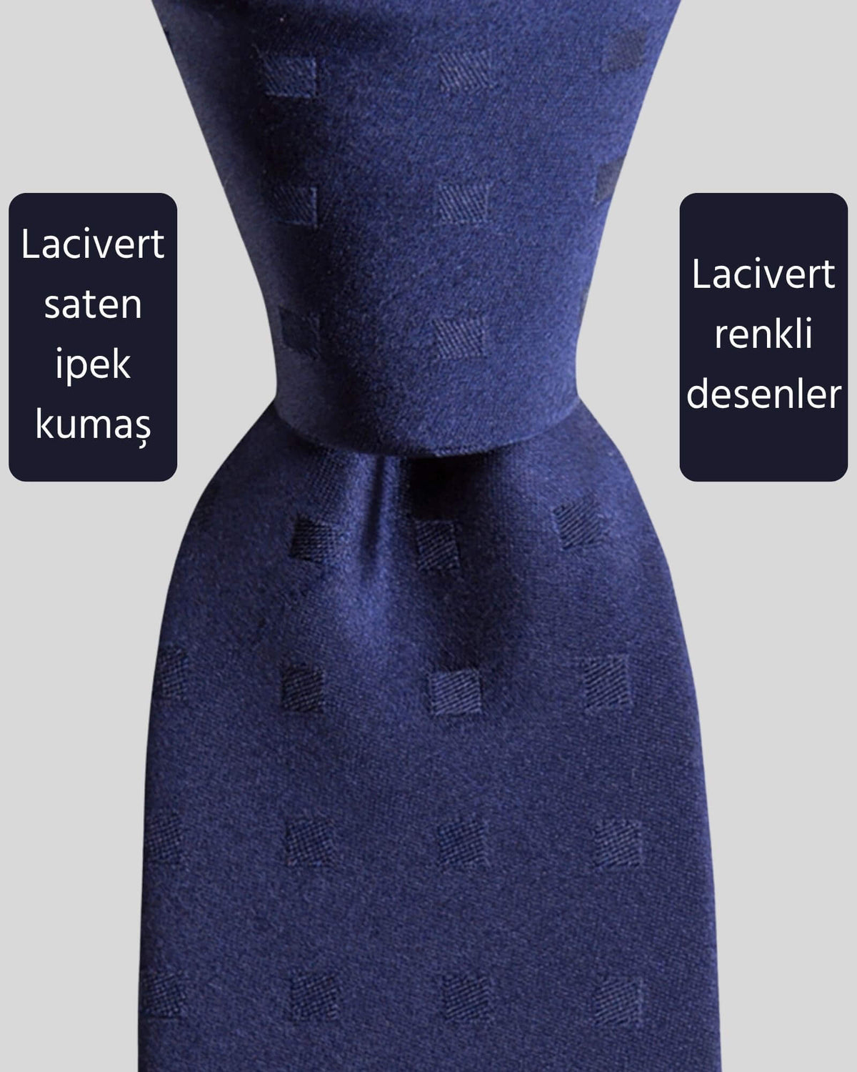 Kumovo lacivert saten ipek avukat kravatı