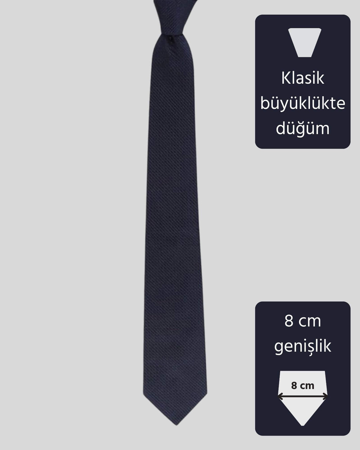 Kumovo düz lacivert ipek avukat kravatı