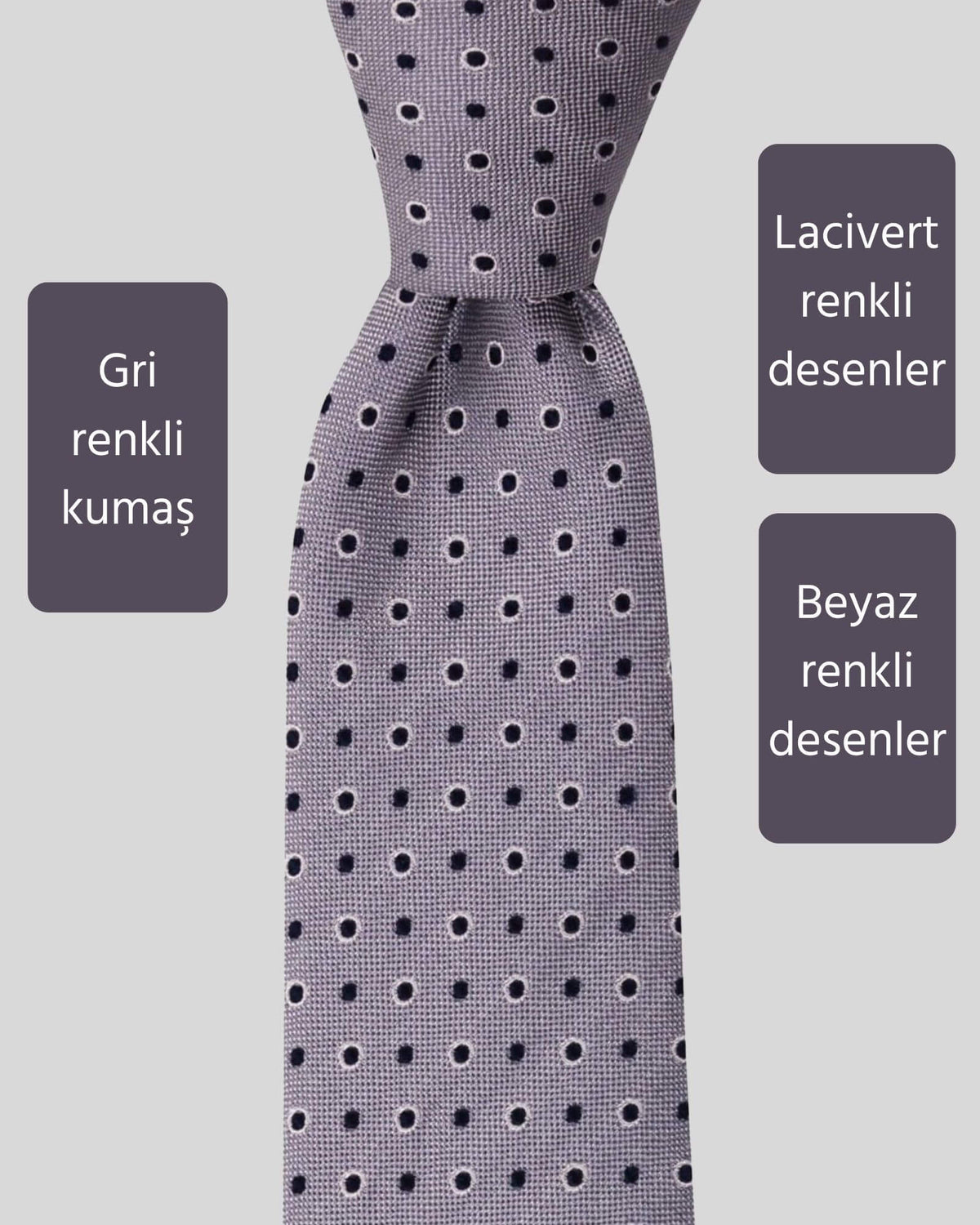 Kumovo desenli gri kravat