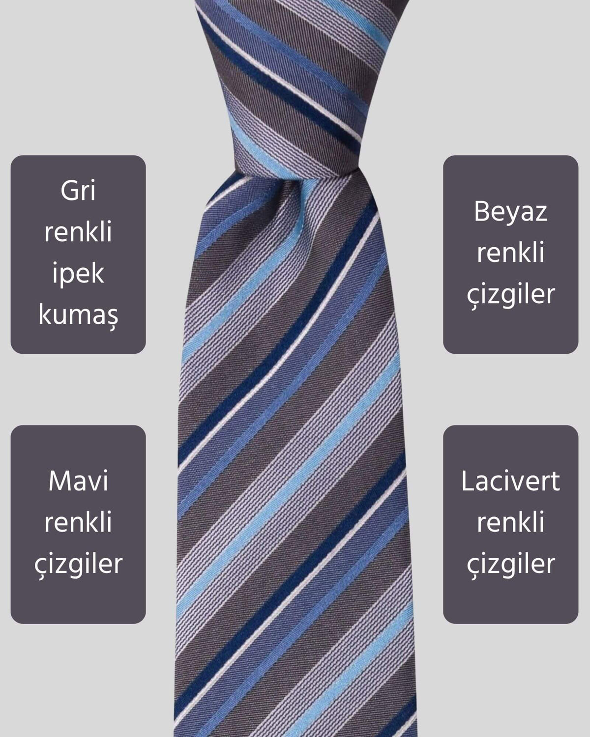 Kumovo gri ipek avukat kravatı