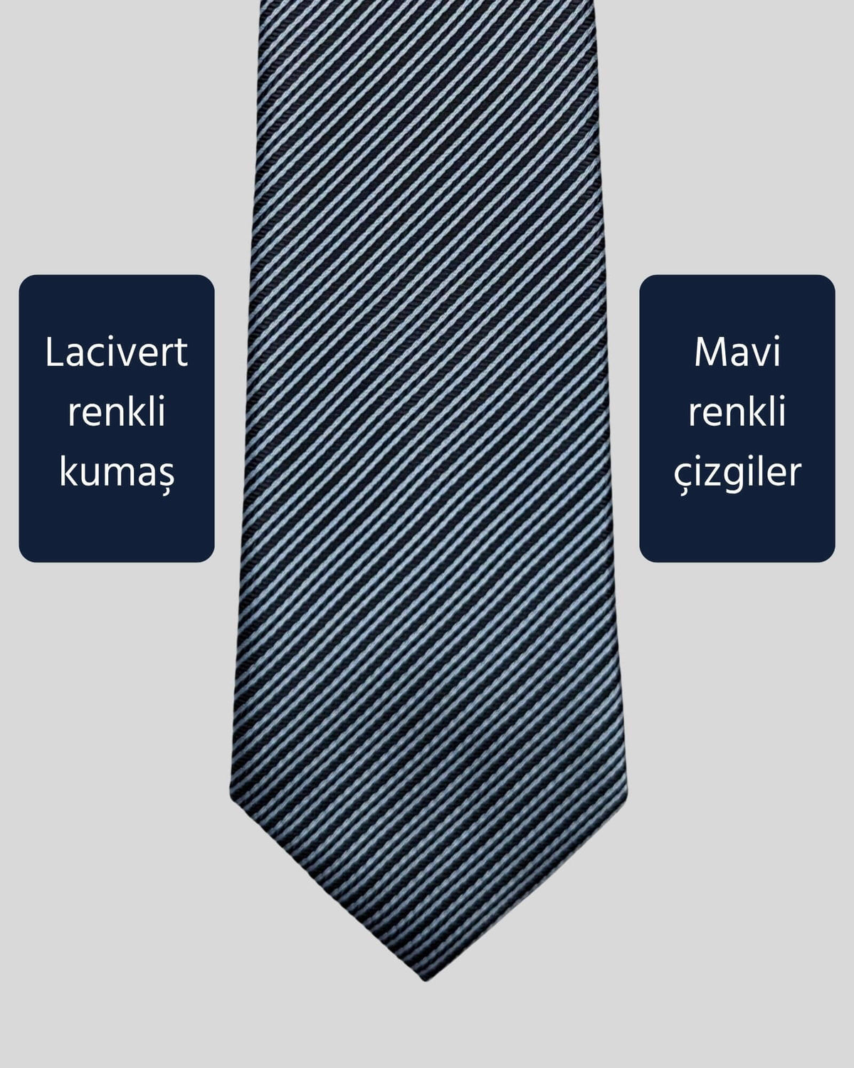 Kumovo lacivert mavi çizgili avukat kravatı