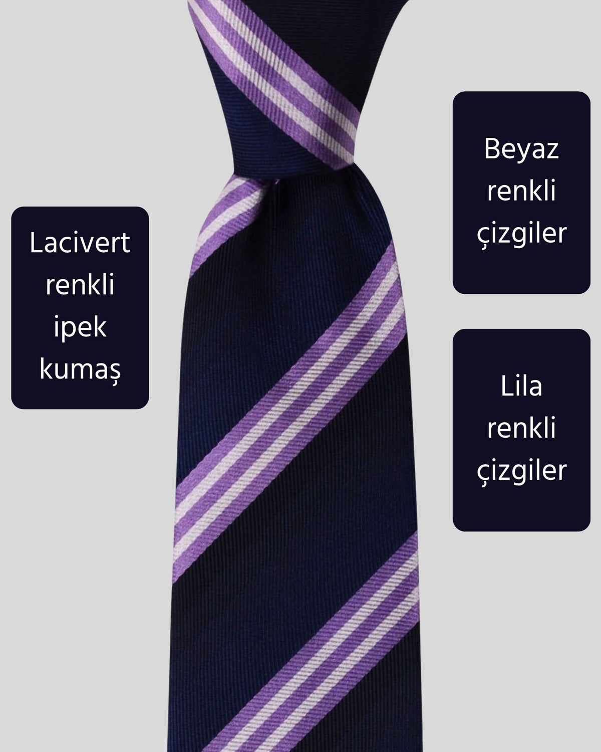 Kumovo lacivert ipek avukat kravatı