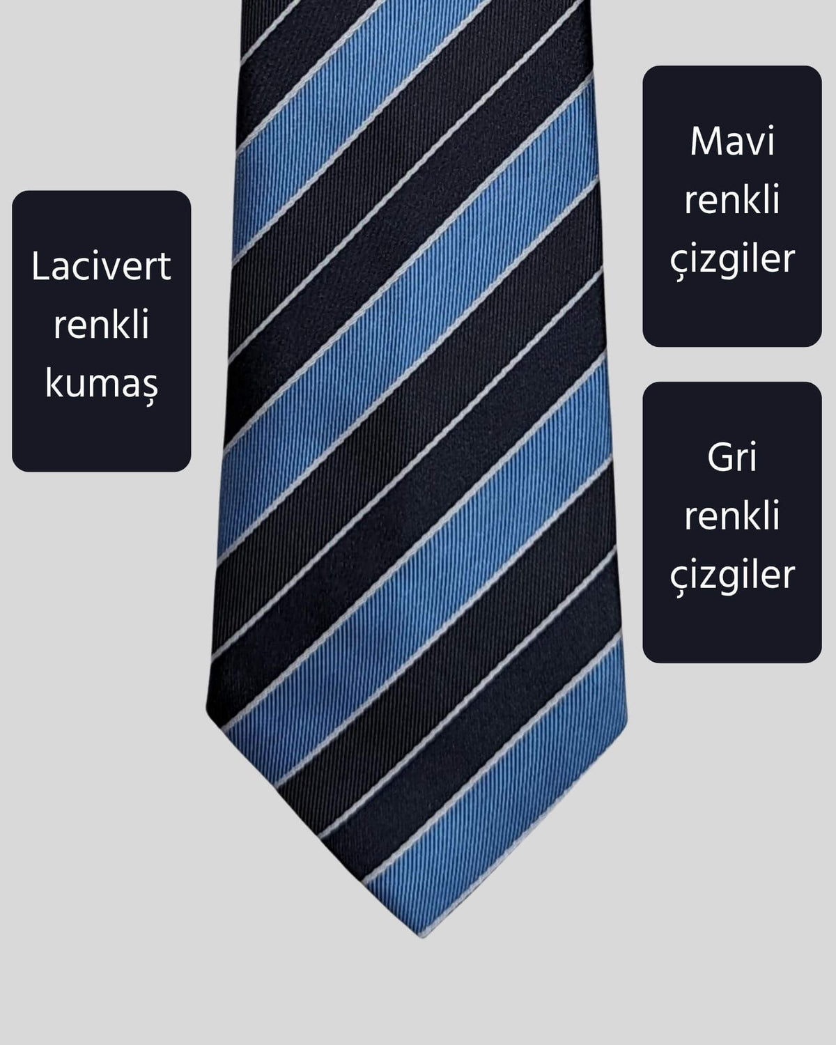 Kumovo çizgili mavi avukat kravatı