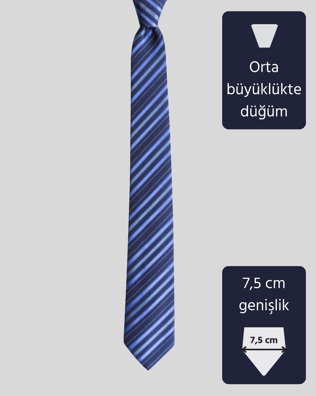 Kumovo mavi lacivert çizgili kravat