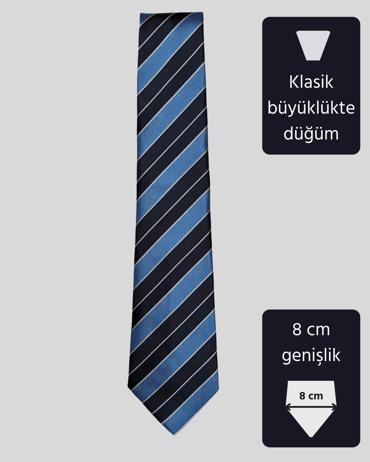 Kumovo çizgili mavi savcı kravatı