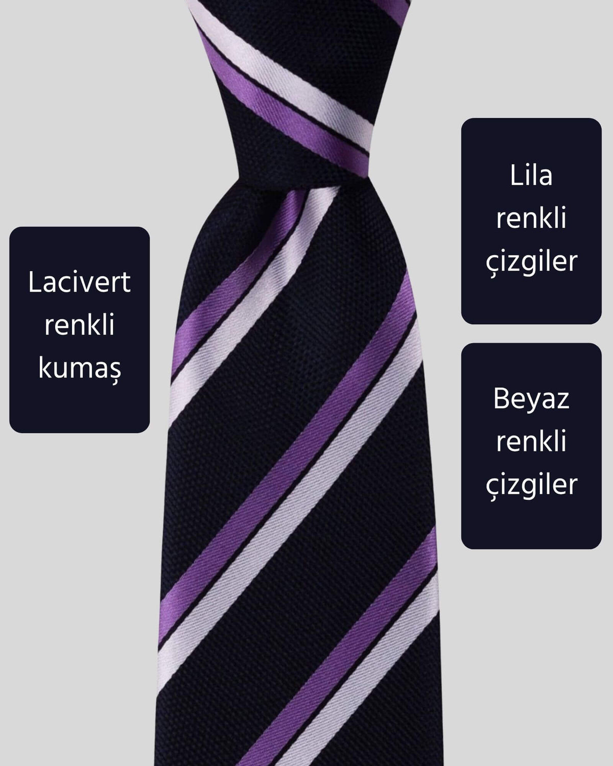 Kumovo çizgili lacivert kravat