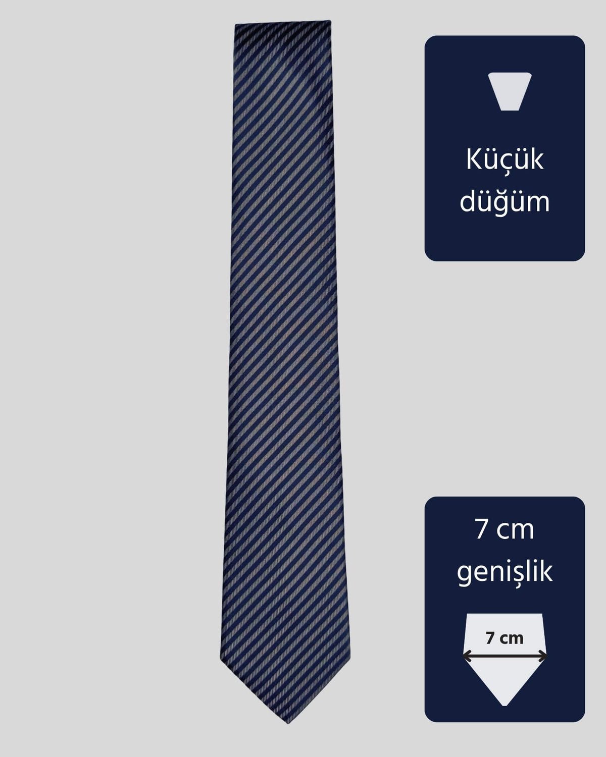 Kumovo lacivert gri çizgili doktor kravatı