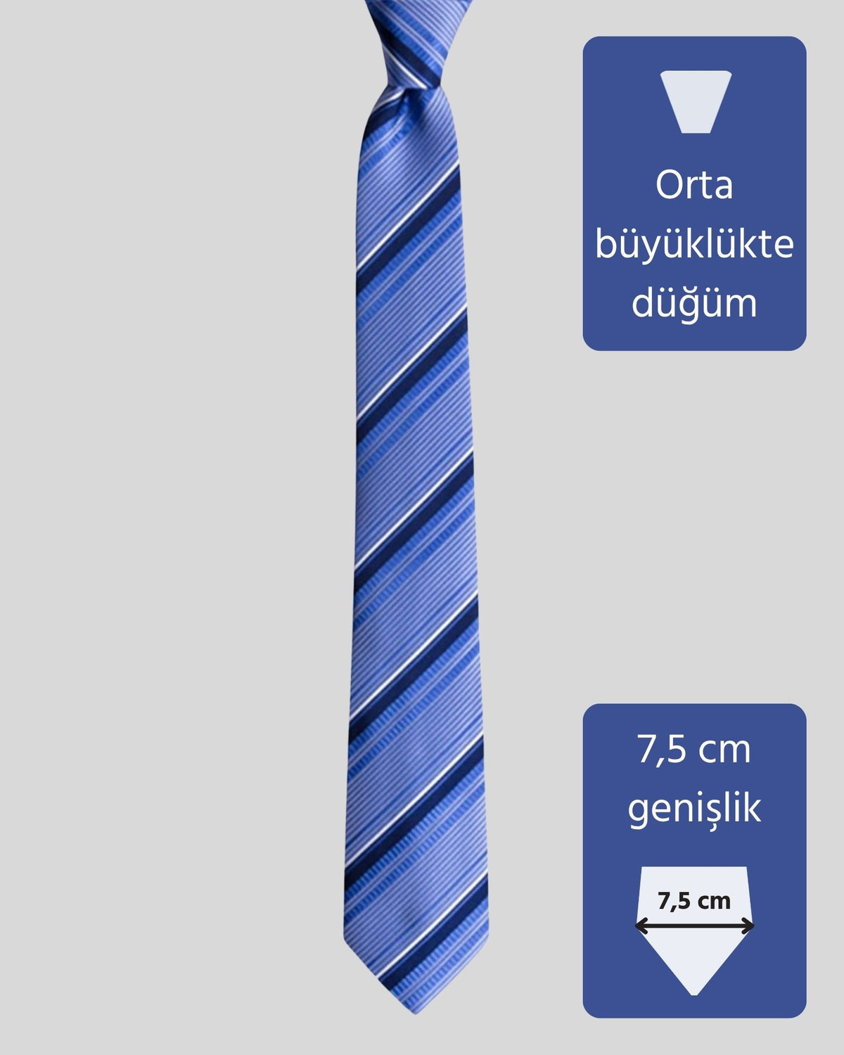 Kumovo lacivert mavi çizgili ipek kravat