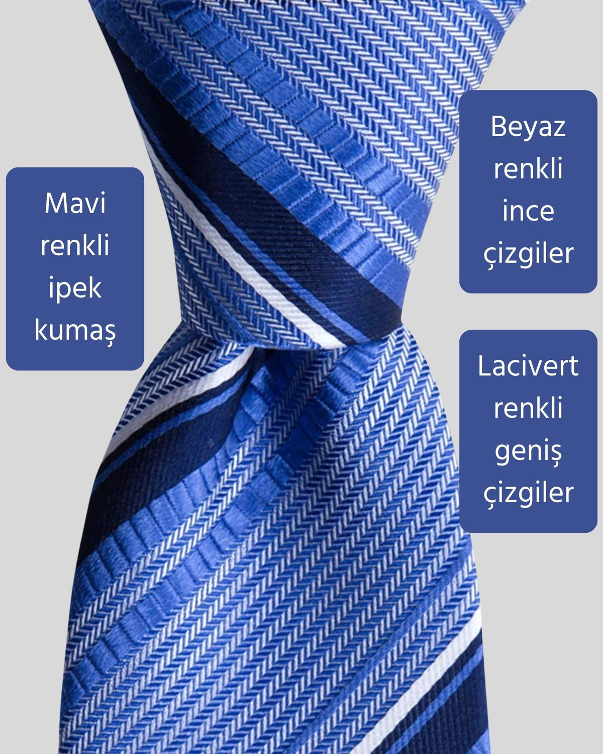 Kumovo mavi ipek kravat