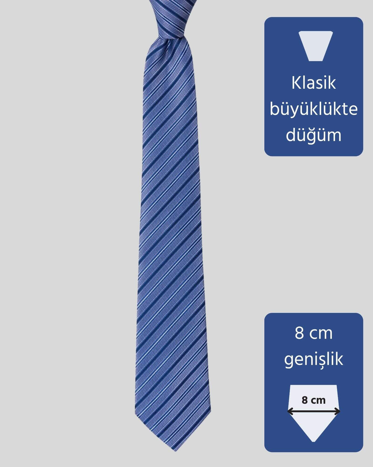 Kumovo lacivert çizgili mavi savcı kravatı