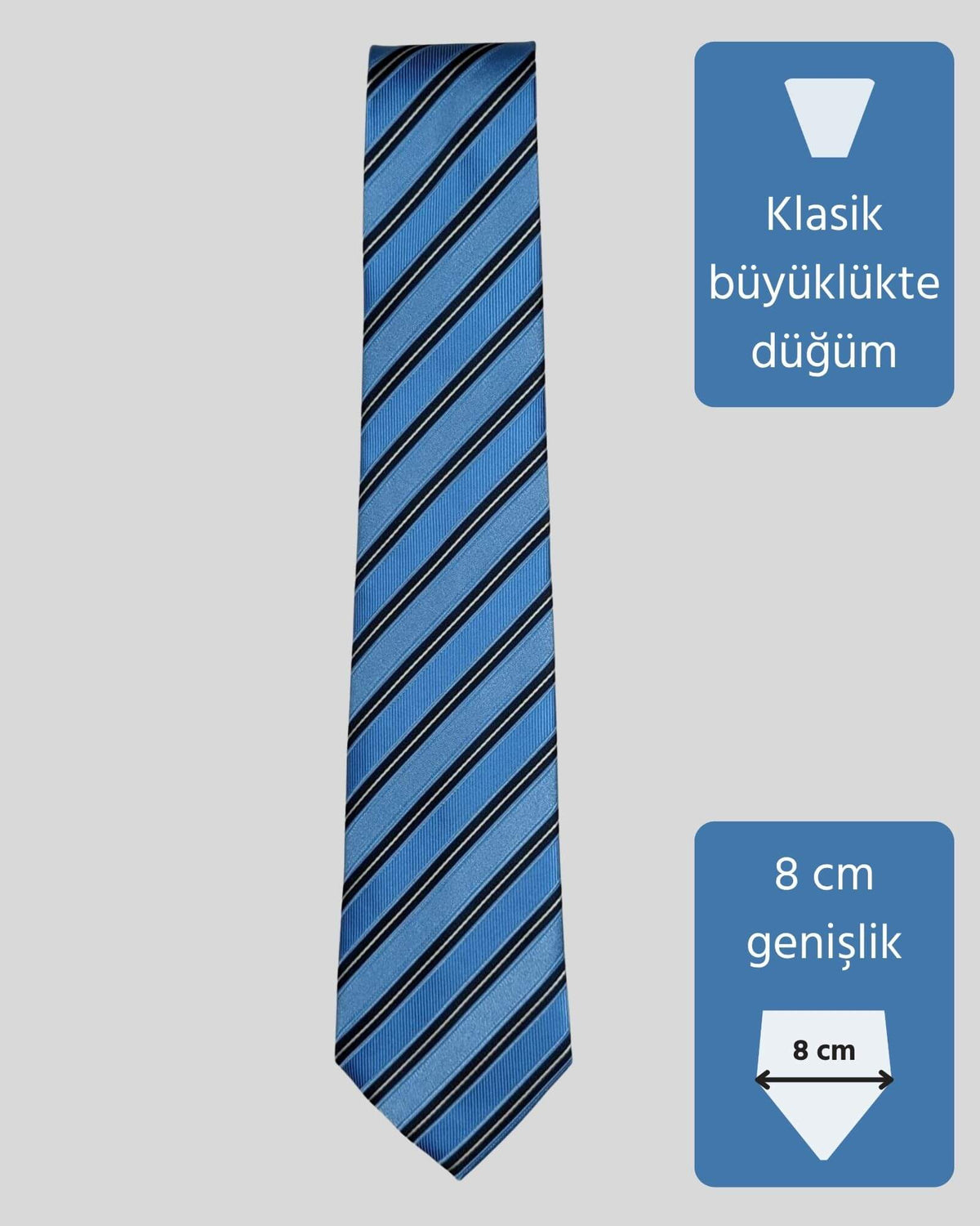 Kumovo çizgili mavi bankacı kravatı