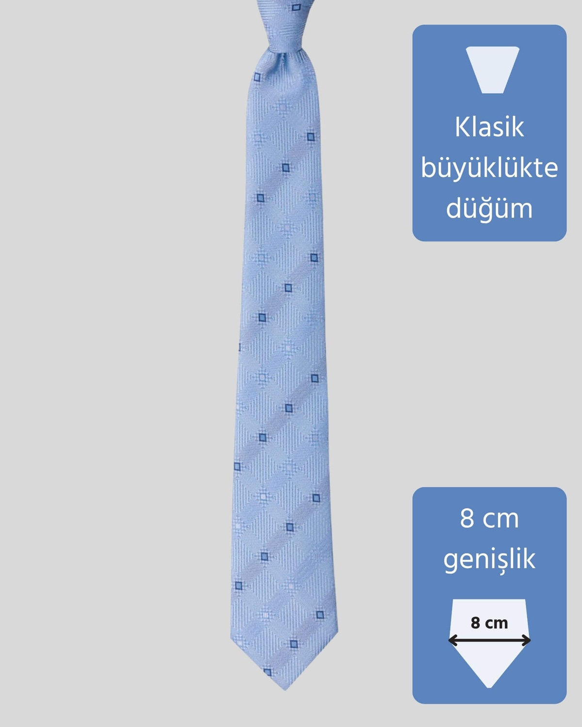 Kumovo açık mavi klasik avukat kravatı