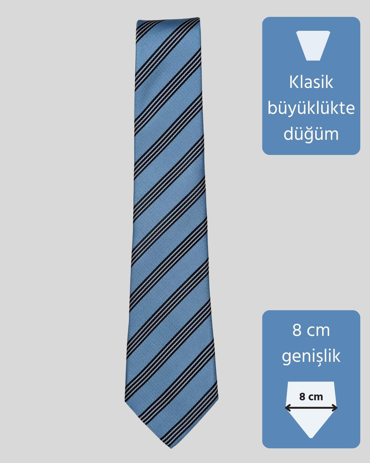 Kumovo lacivert çizgili mavi doktor kravatı