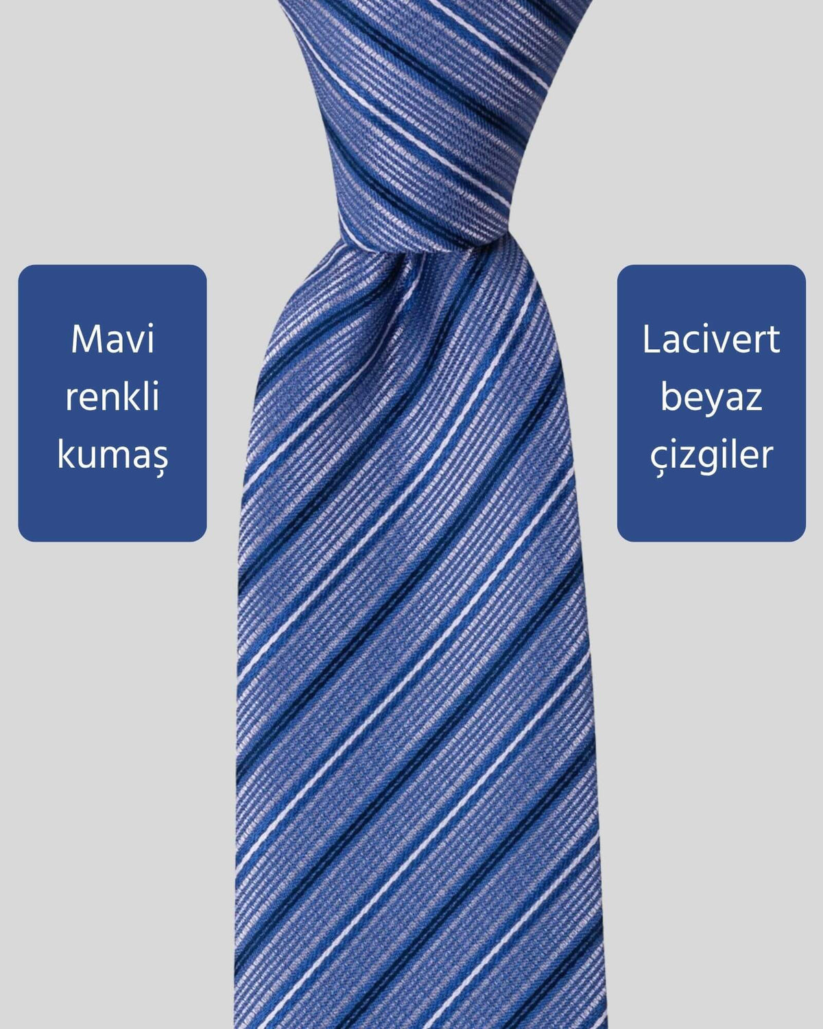 Kumovo lacivert çizgili mavi doktor kravatı