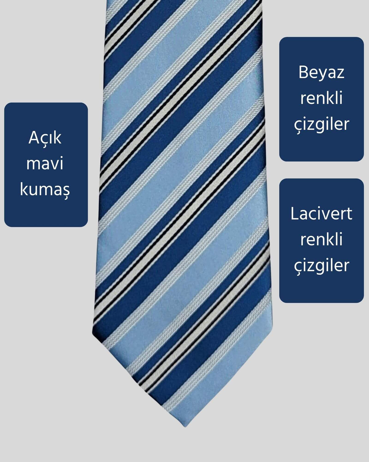 Kumovo lacivert çizgili klasik mavi doktor kravatı