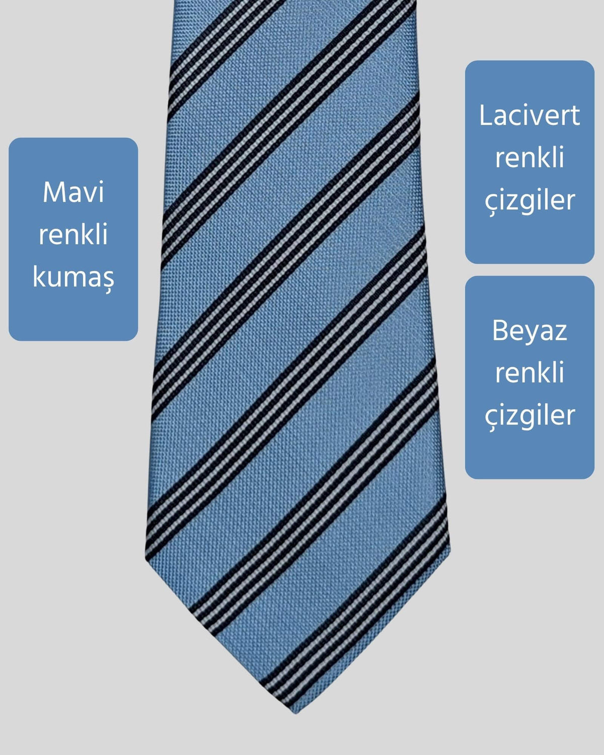 Kumovo lacivert çizgili mavi avukat kravatı