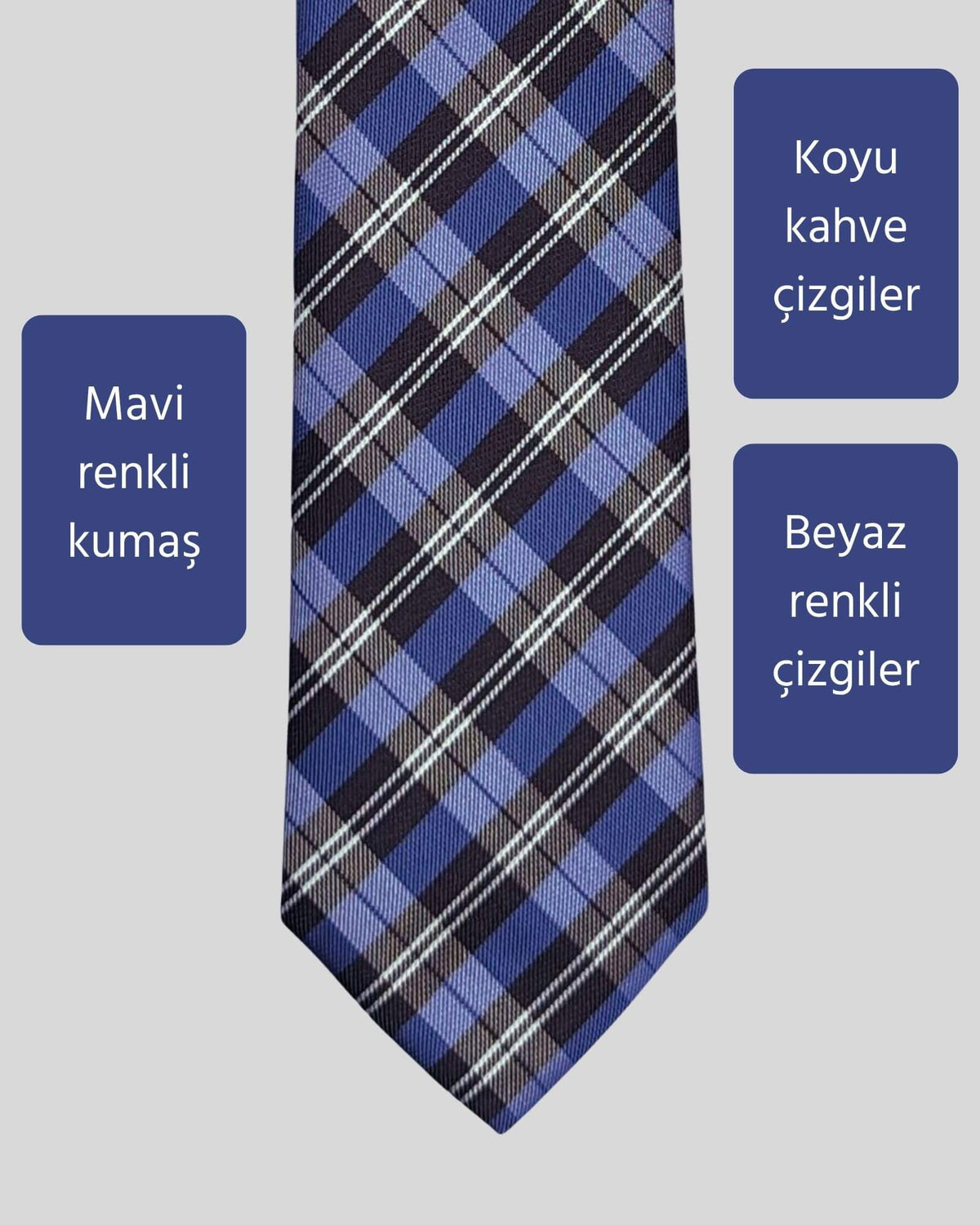 Kumovo ekose desenli mavi kravat
