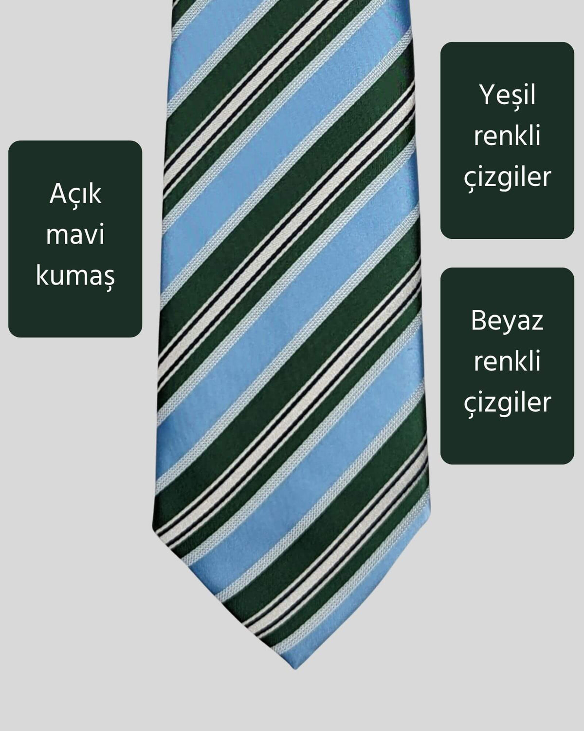 Kumovo yeşil çizgili klasik mavi doktor kravatı