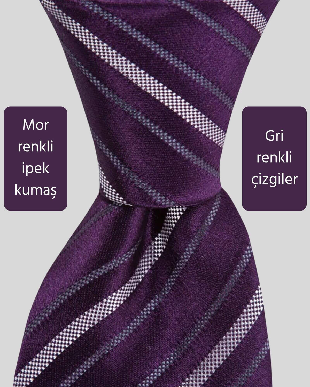 Kumovo mor renkli klasik ipek kravat