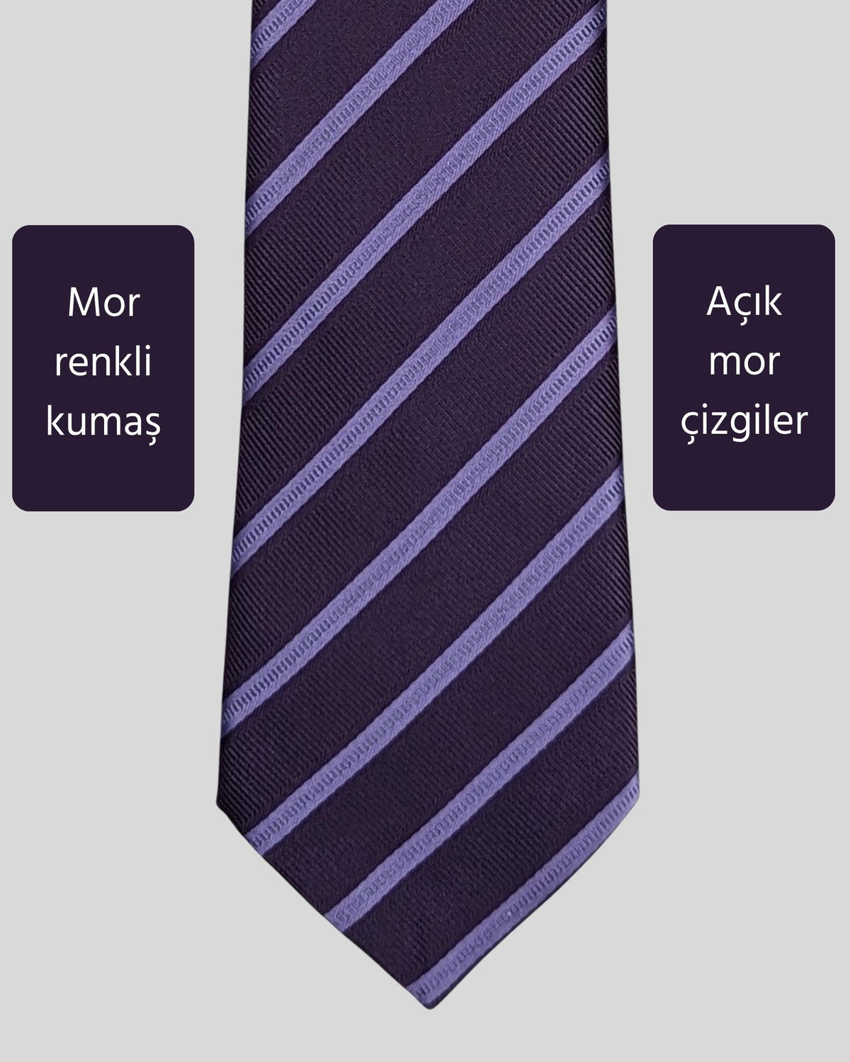 Kumovo çizgili mor bankacı kravatı
