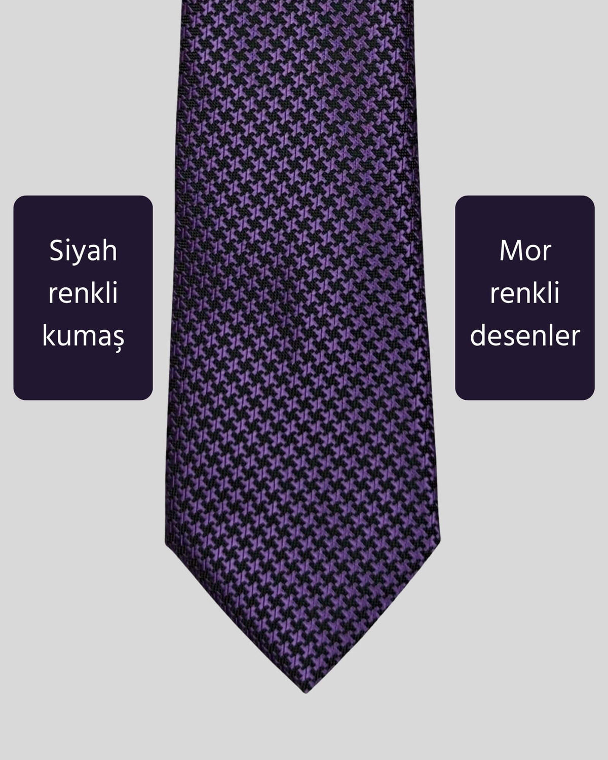 Kumovo mor desenli ince siyah kravat