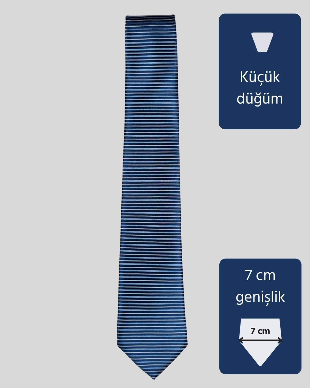 Kumovo lacivert mavi paralel çizgili kravat