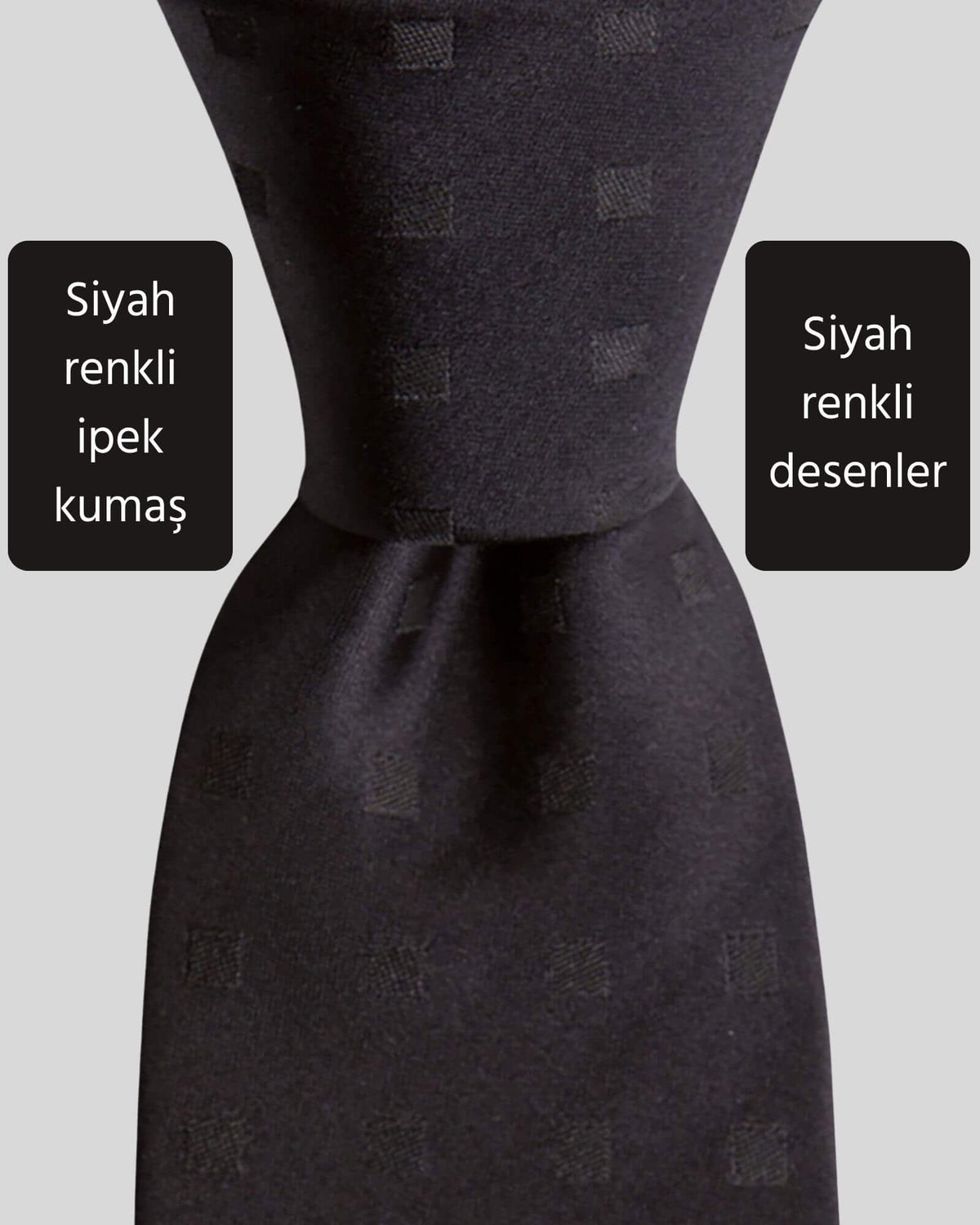 Kumovo siyah saten ipek kravat
