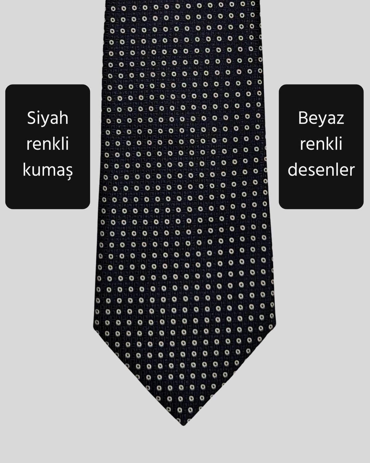 Kumovo siyah beyaz klasik avukat kravatı
