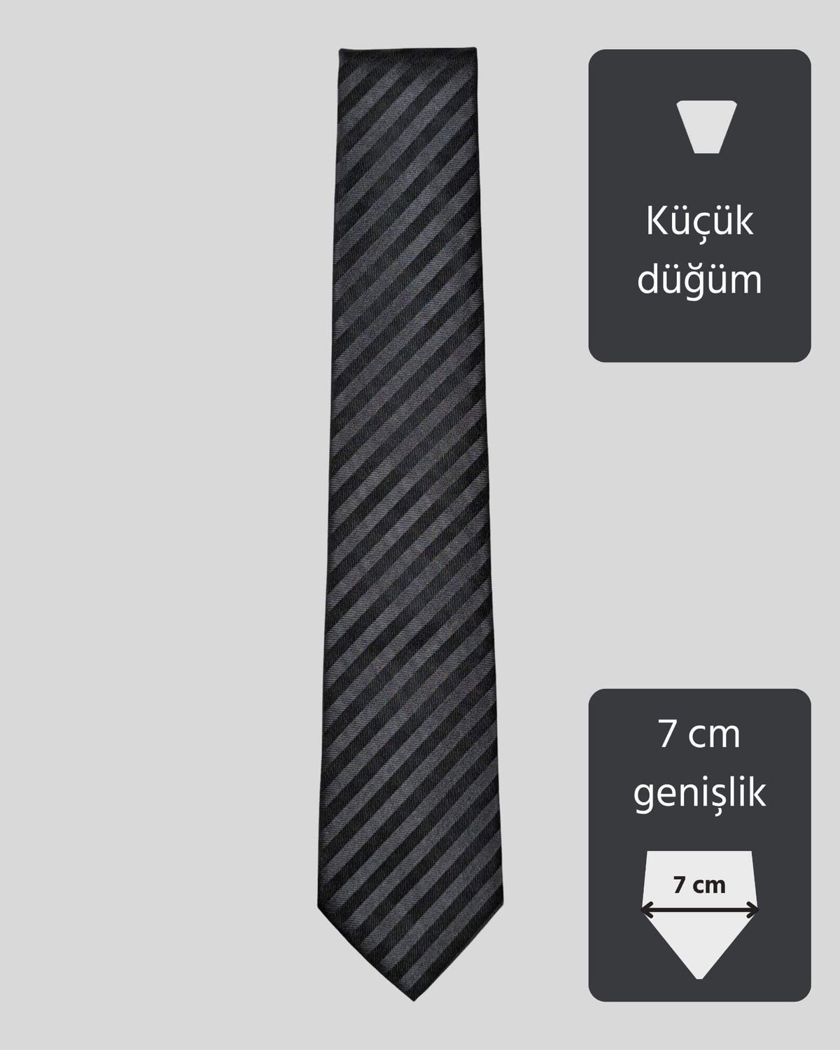 Kumovo siyah çizgili gri kravat