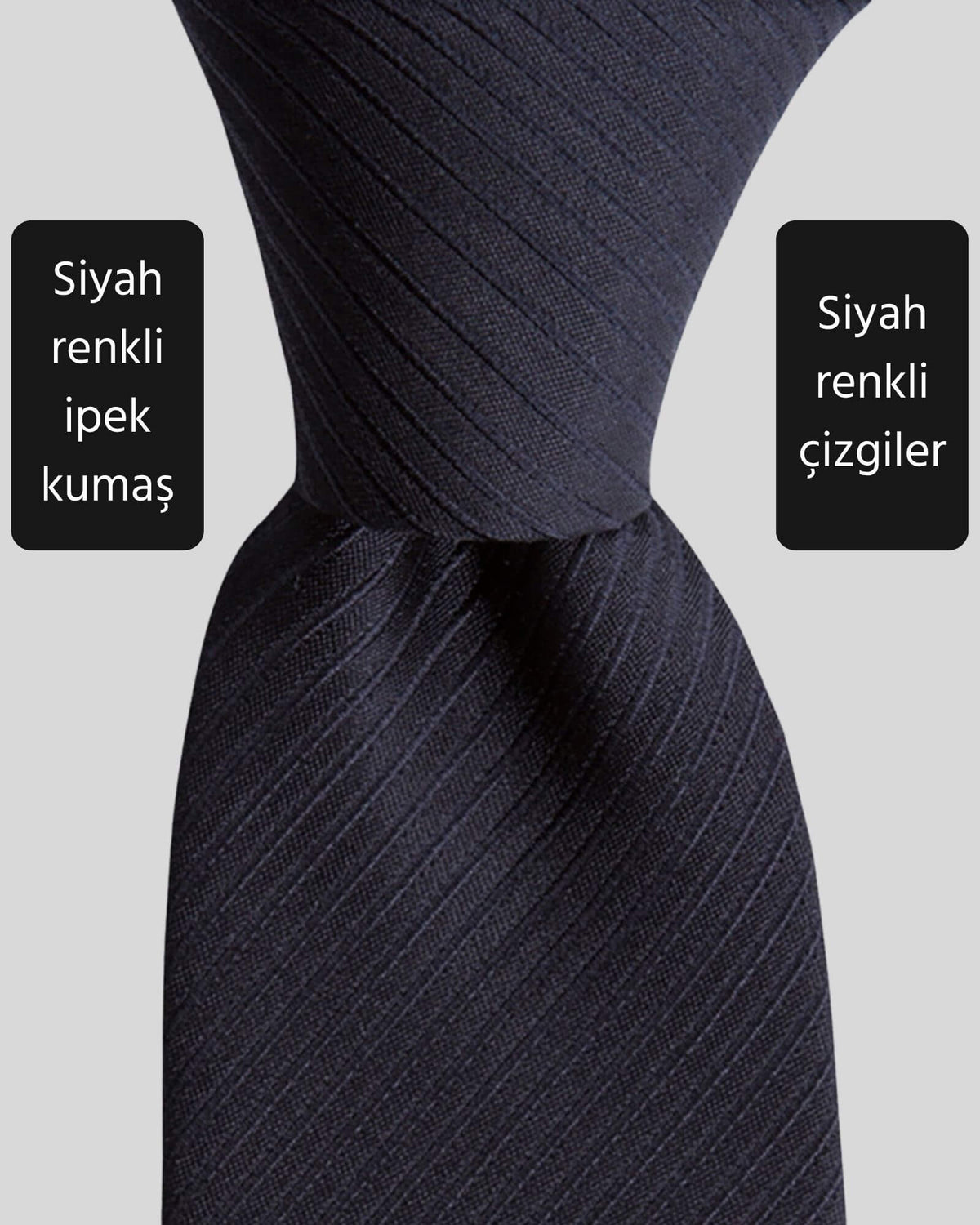 Kumovo siyah ipek avukat kravatı