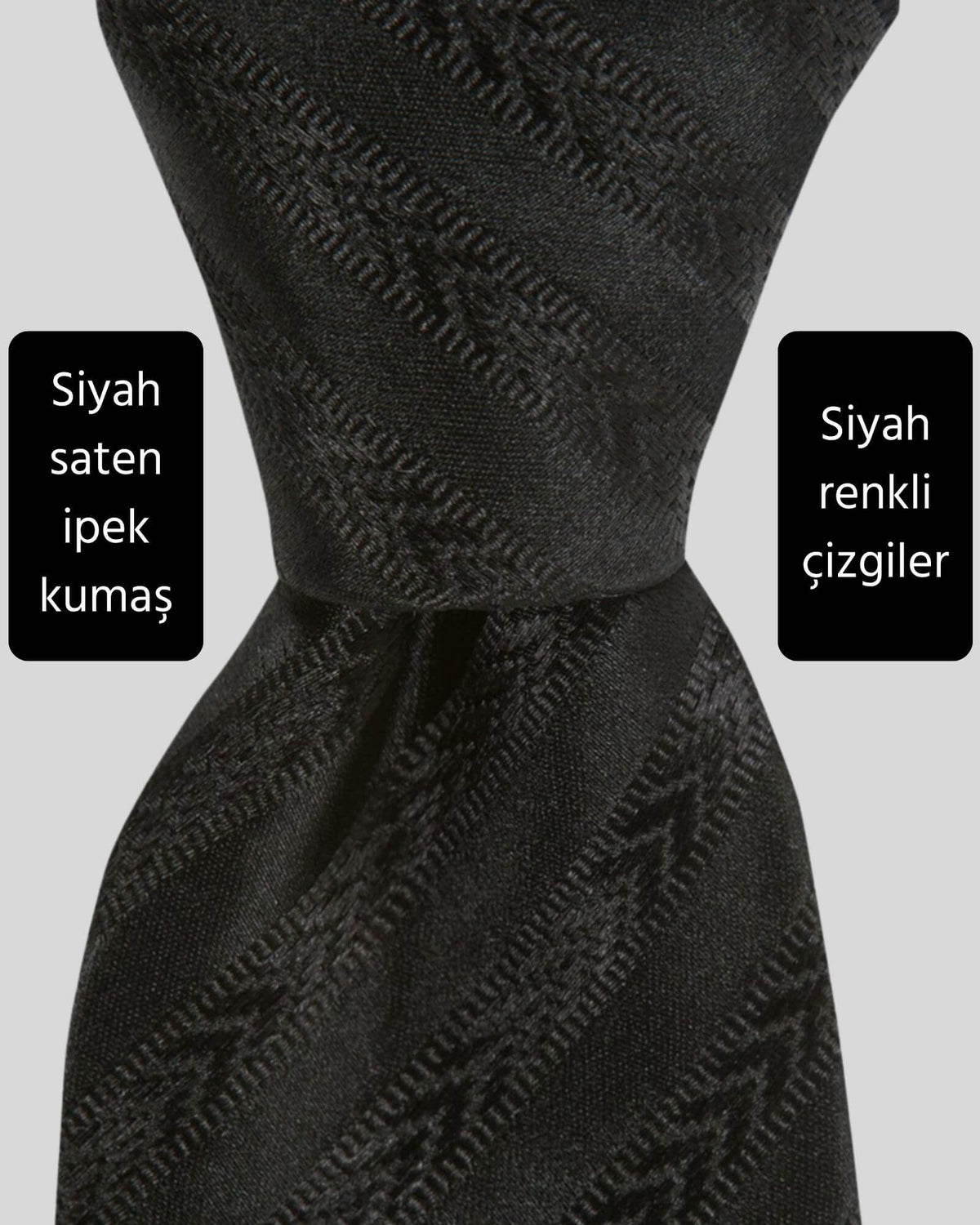 Kumovo siyah saten ipek avukat kravatı
